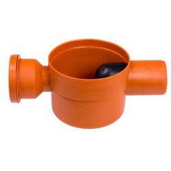   Padlószifon, tokozott, gumigyűrűs, II. ágú, 80 mm, lapos